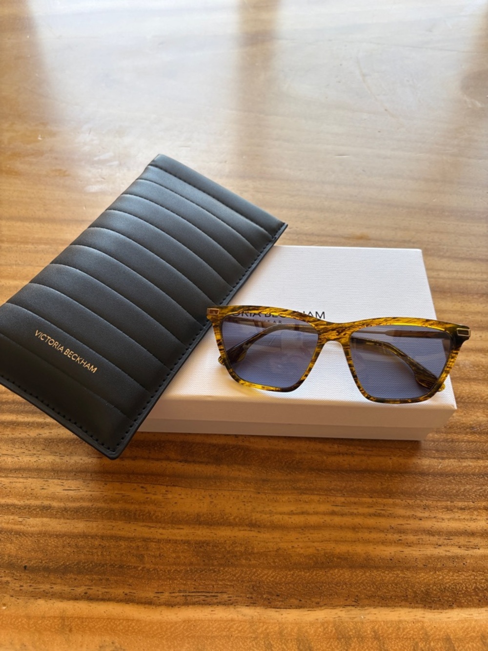 Victoria Beckham Tortoiseshell Cat-Eye Sunglasses with Blue Lenses